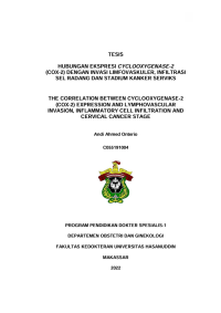 Image of Hubungan ekspresi cyclooxygenase-2 (cox-2) dengan invasi limfovaskuler,infiltrasi sel radang dan stadium kanker serviks