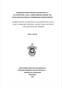 Image of Hubungan kadar protein leucine-rich-a-2-clycoprotein-1 ( lrg-1) urine dengan stadium,tipe histologis dan derajat diferensiasi kanker serviks