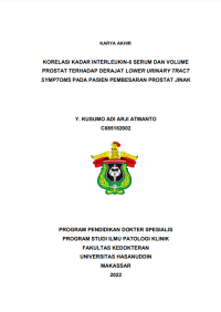 Image of Korelasi kadar interleukin-8 serum dan volume prostat terhadap derajat lower urinary tract symptoms pada pasien pembesaran prostat jinak