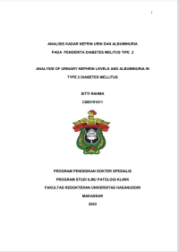 Image of Analisis kadar nefrin urin dan albuminuria pada penderita diabetes melitus tipe 2