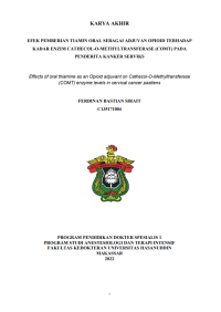Image of Efek pemberian tiamin oral sebagai adjuvan opioid terhadap kadar enzim cathecol-o-methyktransferase,(comt) oada penderita kanker serviks