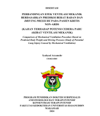 Image of Perbandingan efek ventilasi mekanik berdasarkan prediksi berat badan dan driving pressure pada pasien kritis non-ards