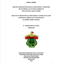 Image of Analisis kadar matriks metalloproteinase 2 serum pada nilai setimasi laju filtrasi glomerulus pada penyakit ginjal kronik