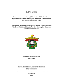 Image of Kadar albumin dan hemoglobin penduduk mimika timur papua dengan status gizi baik pada kelompok konsumsi nasi dan kelompok konsumsi sagu