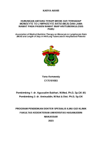 Image of Hubungan antara terapi medik gizi terhadap monocyte to lymphocyte ratio (mlr) dan lama rawat pada pasien rawat inap hiv/tuberkulosis paru