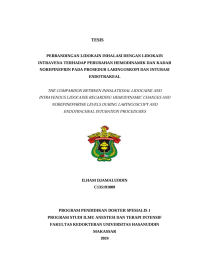 Image of Perbandingan lidokain inhalasi dengan lidokain intravena terhadap perubahan hemodinamik dan kadar norepinefrin pada prosedur laringoskopi dan intubasi  endotrakeal