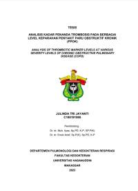 Image of Analisis kadar penanda trombosis pada berbagai level keparahan penyakit paru obstruktif kronik (ppok)