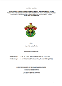 Image of Studi analisis ratio neutrofil terhadap limfosit antara tumor malignant primer tanpa metastasedan tumor metastase tulang belakang sebagai faktor prognostik pada metastase tulang belakang di rumah sakit wahidin sudirohusodo makassar