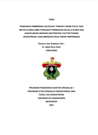 Image of Pengaruh pemberian adjuvant therapy asam folat dan methycobalamin terhadap perbaikan gejala klinis dan kadar brain drived neutrophic factor pasien skizofrenia yang mendapatkan terapi risperidon
