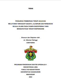 Image of Pengaruh adjuvan melatonin terhadap kadar iterleukin 1b (il-1b) serum dan perbaikan gejala klinis pasien skizofrenia yang mendapatkan terapi rispeirdone