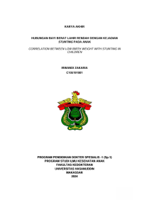 Image of Hubungan bayi berat lahir rendah dengan kejadian stunting pada anak