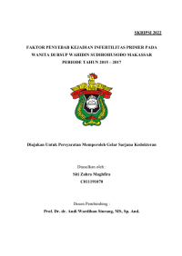 Image of Faktor penyebab kejadian infertilitas primer pada wanita di RSUP wahidin sudirohusodo makassar periode tahun 2015 - 2017