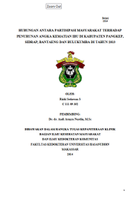 Image of Hubungan antara partisipasi masyarakat terhadap penurunan angka kematian ibu di kabupaten pangkep,sidrap,bantaeng dan bulukumba di tahun 2013