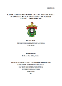 Image of Karakteristik penderita epilepsi yang berobat di hospital kuala krai kelantan periode januari-desember 2013