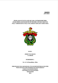 Image of Penilaian Status Gizi Secara Antropometik Anak Sekolah Dasar Di SD Negeri 3Di Kecamatan Palu Sulawesi Tengah Tahun 2015