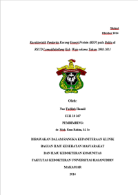 Image of Karakteristik penderita kurang energi protein (KEP) pada balita di RSUD lamadukelleng kab.wajo selama tahun 2008-2013
