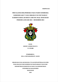 Image of Prevalensi dislipidema pada pasien sindroma koroner akut yang dirawat di unit rawat kardiovaskular RSUD labuang baji, makassar periode januari 2013-desember 2013