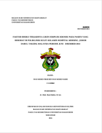 Image of Faktor risiko terjadinya liken simplek kronik pada pasien yang berobat di poliklinik kulit-kelamin hospital mersing, johor darul takzim, malaysia periode juni-desember 2013
