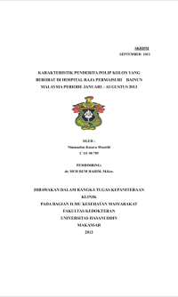Image of Karakteristik penderita polip kolon yang berobat di hospital raja permaisuri bainun malaysia periode januari - agustus 2013