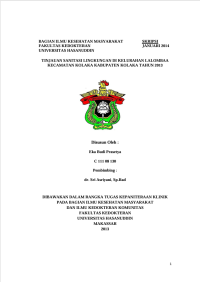 Image of TINJAUAN SANITASI LINGKUNGAN DI KELURAHAN LALOMBAA KECAMATAN KOLAKA KABUPATEN KOLAKA TAHUN 2013