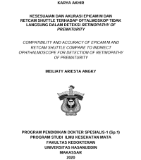 Image of Kesesuaian dan akurasi epicam M dan retcam shuttle terhadap oftalmoskop tidak langsung dalam deteksi retinopathy of prematurity