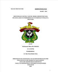Image of Identifikasi Faktor-Faktor Risiko Hipertensi Pada Pegawai Jabatan Perkhidmatan Veterinar,Putrajaya, Malaysia