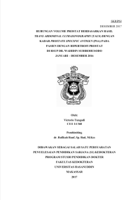 Image of Hubungan volume prostat berdasarkan hasil trans abdominal ultrasonography (taus) dengan kadar prostate specific antigen (psa) pada pasien dengan hipertrofi prostat di rsup dr. Wahidin sudirohusodo januari – desember 2016