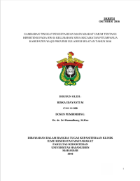 Image of Gambaran Tingkat Pengetahuan Masyarakat Umum Tentang Hipertensi Pada RW 05 Kelurahan Siswa Kecamatan Pitumpanua Kabupaten Wajo Provinsi Sulawesi Selatan 2016