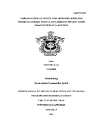 Image of Gambaran derajat depresi pada mahasiswa preklinik pendidikan dokter tingkat awal (2016) dan tingkat akhir (2014) universitas hasanuddin