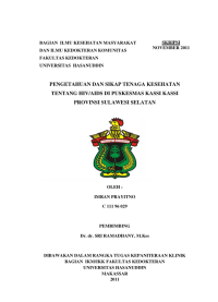 Image of Pengetahuan dan sikap tenaga kesehatan tentang HIV/AIDS di puskesmas kassi kassi provinsi sulawesi selatan
