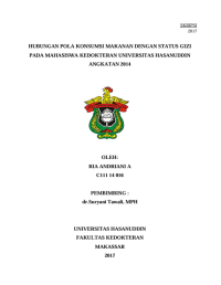 Image of Hubungan pola konsumsi makanan dengan status gizi pada mahasiswa kedokteran universitas hasanuddin angkatan 2014