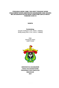 Image of Pengaruh work family balance terhadap work engagement dosen universitas hasanuddin yang sedang melaksanakan sistem work from home (WFH) di masa pandemi covid 19