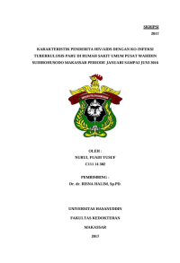 Image of Karakteristik penderita HIV/AIDS dengan ko-infeksi tuberkulosis paru di rumah sakit umum pusat wahidin sudirohusodo makassar periode januari sampai juni 2016