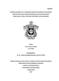 Image of Hubungan riwayat vaksinasi hepatitis b dengan kejadian hepatitis b pada pasien hemodialisa di rumah sakit perguruan tinggi negeri universitas hasanuddin