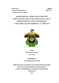 Image of Karakteristik Tingkat Kepatuhan Dan Dukungan Keluarga Pada Pasien Rawat Jalan Diabetes Melitus Tipe 2 Di Puskesmas Tamalanrea Selama Periode 10-21 April 2017