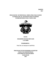 Image of Prognostic nutritional index (pni) pada pasien kanker tht-kl di rumah sakit wahidin sudirohusodo pada tahun 2016