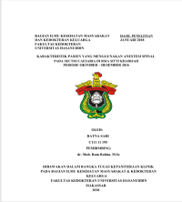 Image of Karakteristik Pasien Yang Menggunakan Anestesi Spinal Pada Sectio Caesaria Di RSIA Khadijah Periode Oktober-Desember 2016