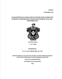 Image of Karateristik klinik pasien kanker paru di rsup dr. Wahidin sudirohusodo makassar periode januari desember 2015