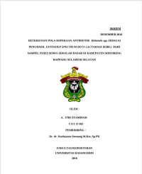 Image of Deteksi dan pola kepekaan antibiotik klebsiella spp. sebagai penghasil extended spectrum beta-lactamase (esbl) dari sampel feses siswa sekolah dasar di kabupaten sidenreng rappang sulawesi selatan