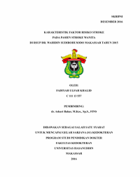 Image of Karakteristik faktor risiko stroke pada pasien stroke wanita di rsup dr. Wahidin sudirohusodo makassar tahun 2015