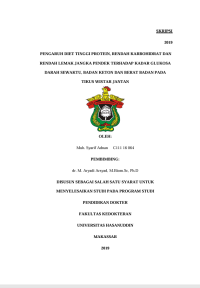 Image of Pengaruh Tinggi Protein, Rendah Karbohidrat Dan Rendah Lemak Jangka Pendek Terhadap Kadar Glukosa Darah Sewaktu, Bdan Keton Dan Berat Badan Pada Tikus Wistar Jantan