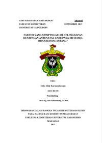 Image of Faktor yang mempengaruhi kelengkapan kunjungan antenatal care pada ibu hamil dipuskesmas antang