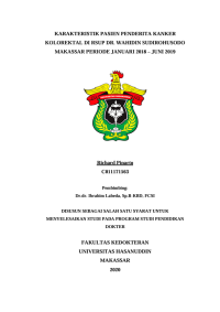 Image of Karakteristik pasien penderita kanker kolorektal di rsup dr. Wahidin sudirohusodo makassar periode januari 2018 – juni 2019
