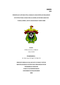 Image of Hubungan antara pola makan anak dengan kejadian stunting pada anak usia 25-59 bulan di kecamatan tamalanrea, kota makassar tahun 2020