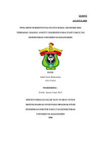 Image of Pengaruh subjektivitas status sosial ekonomi (sss) terhadap grading anxiety disorders pada staff fakultas kedokteran universitas hasanuddin