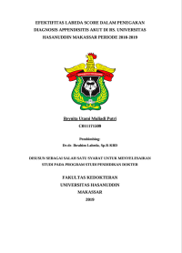 Image of Efektifitas labeda score dalam penegakan diagnosis appendisitis akut di rs. Universitas hasanuddin makassar periode 2018-2019
