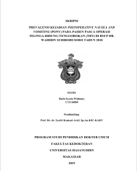 Image of Prevalensi Kejadian Postoperative Nausea And Vomiting (PONV) Pda Pasien Pasca Operasi Telinga-Hidung-Tenggorokan (THT) Di RSUP DR. Wahidin Sudirohusodo Tahun 2018