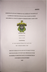 Image of Hubungan letak tumor dan klasifikasi TNM dengan gambaran histopatologi pada pasien kanker kolorektal di RS wahidin sudirohusodo tahun 2018