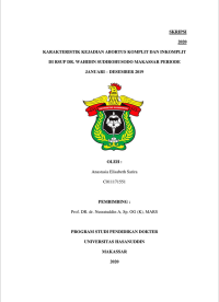 Image of karakteristik kejadian abortus komlit dan inkomplit di rsup dr. wahidin sudirohusodo makassar periode januari-desember 2019