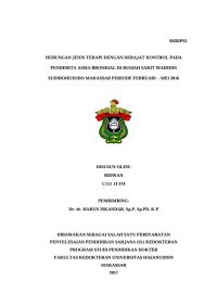 Image of Hubungan jenis terapi dengan derajat kontrol pada penderita asma bronkial di rumah sakit wahidin sudirohusodo makassar periode februari – mei 2016